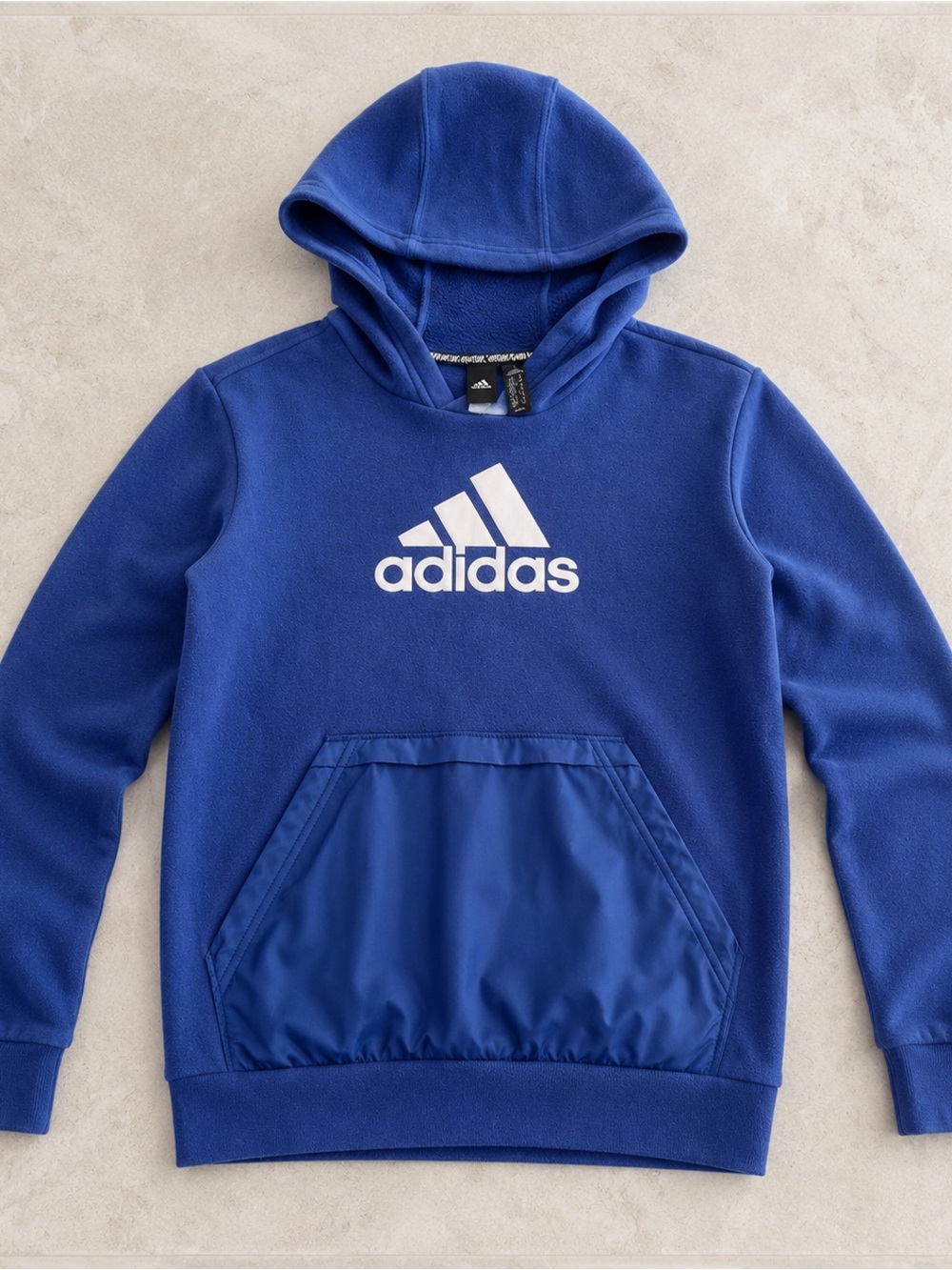Adidas Boys Blue Fleece Logo Hoodie Youth M 11-12Y 150/152